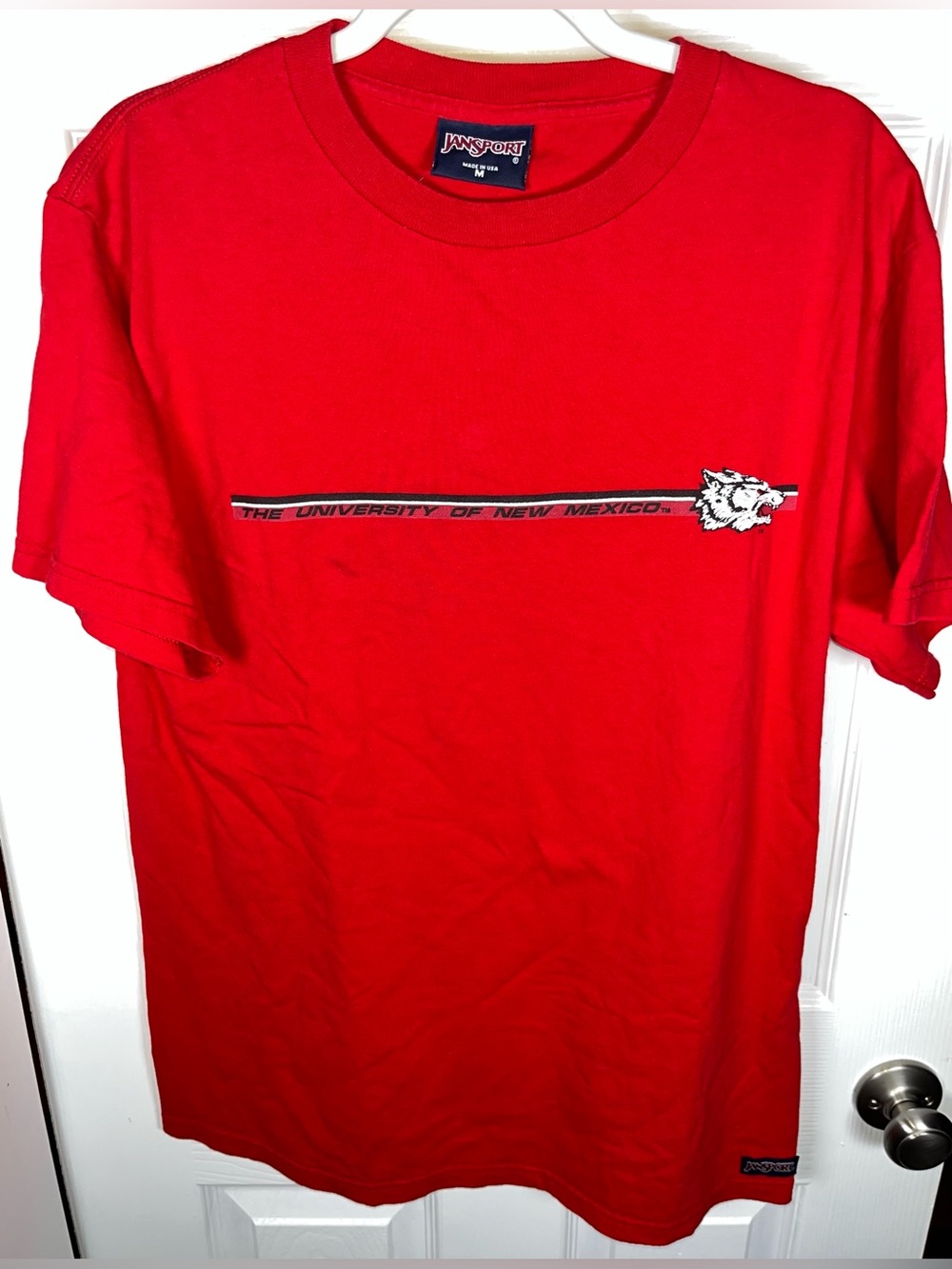 Vintage University of New Mexico Lobos UNM Tee T Shirt Jansport Red Made In USA